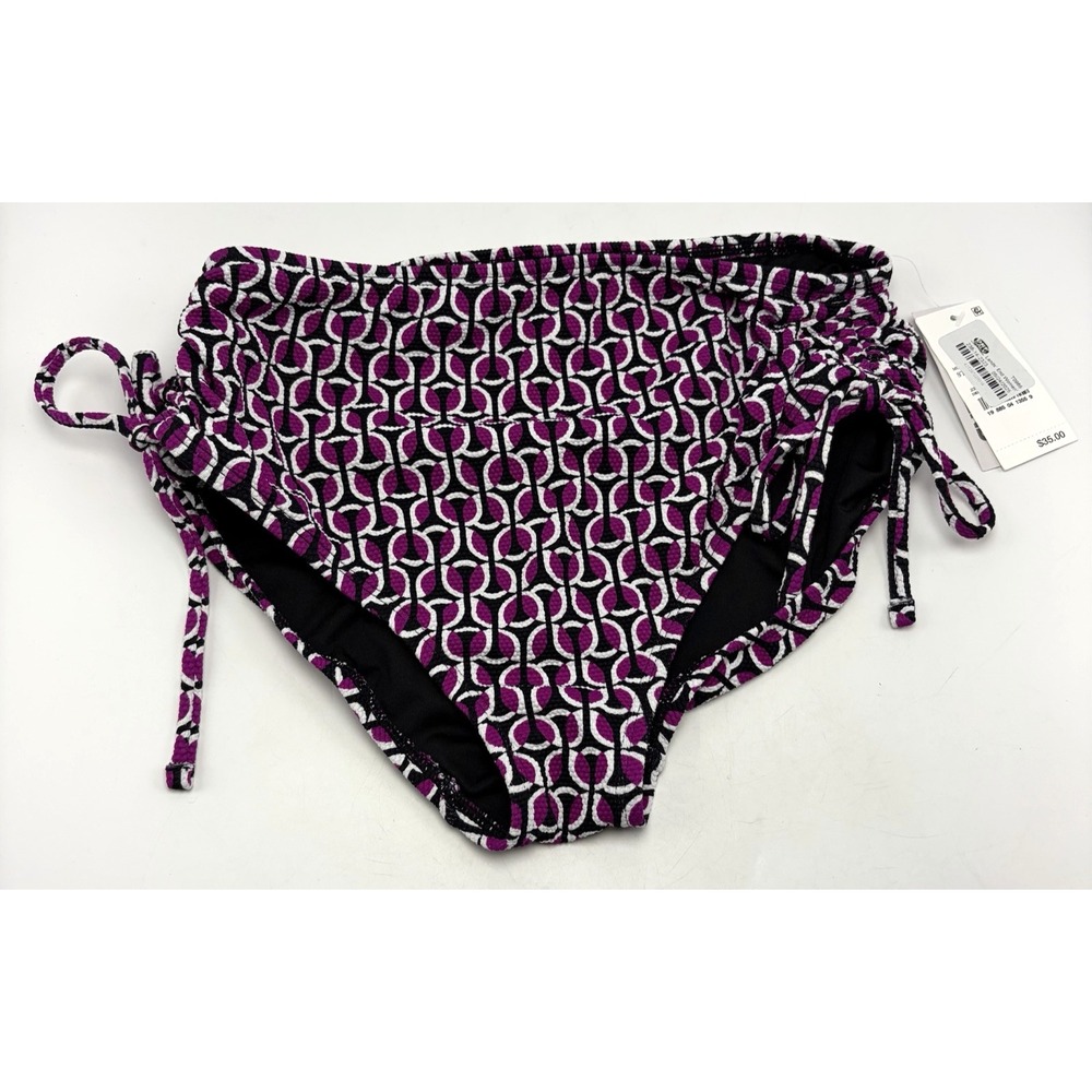 Lands End Swim Bottom Womens Small Tankini Purple Tie Side Ruch Vacation Cruise